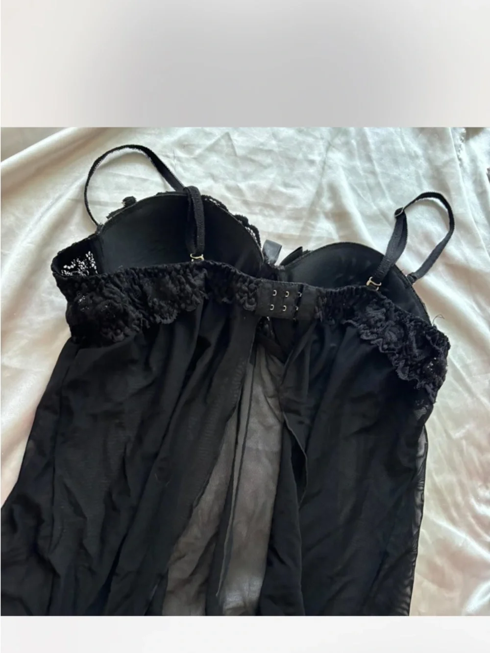 Black Lace Mesh Babydoll Chemise - Brand Unknown - Picture 3 of 6